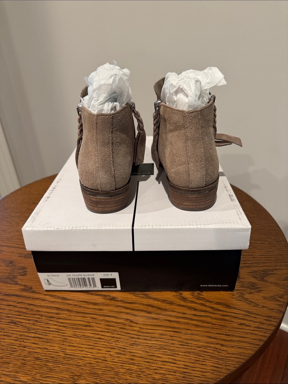 Dolce Vita Taupe Suede Ankle Booties with Side Zip - Picture 3 of 5